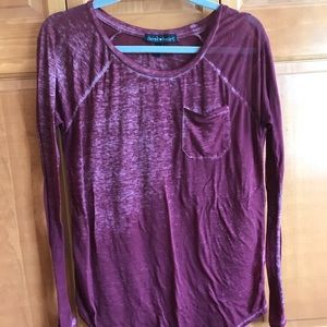 Magenta Long Sleeve Burnout Tee